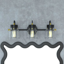 Luende Modern Industrial Elegant 3-Light Bathroom Vanity Light in Matte Black/Brushed Nickel