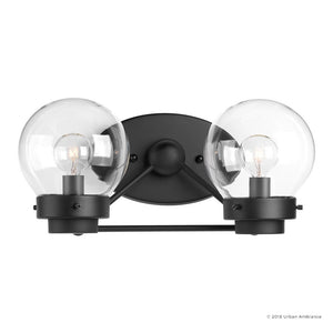 Luxury Contemporary Bathroom Vanity Light, 6.5"H x 14.125"W, with Industrial Chic Style, Midnight Black Finish by Urban Ambiance