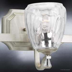 Luxury Crystal Bathroom Vanity Light, 7.5"H x 23"W, with French Country Style, Antique Silver Finish by Urban Ambiance