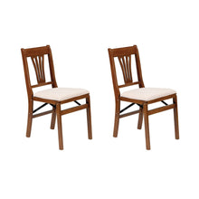 MECO Stakmore Urn Wood Upholstered Seat Folding Chair Set, Fruitwood (2 Pack) - 31.3