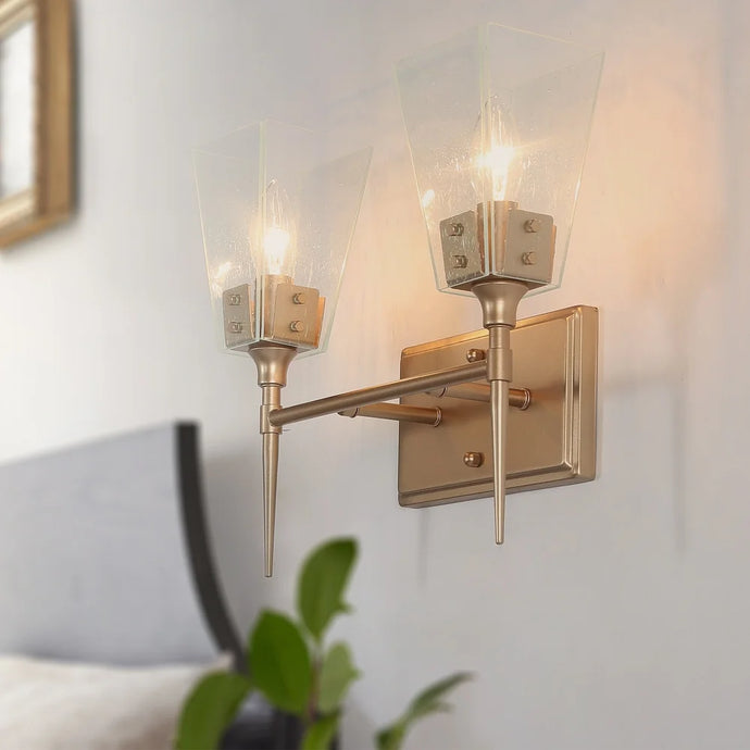 Mid-century Modern Gold Bathroom Vanity Lights Transitional LED Dimmable Wall Sconce