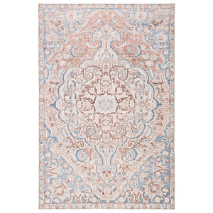 Dadzie Indoor/Outdoor Blue and Light Pink Medallion Soft Area Rug