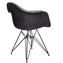 Markle Cool Gray Leatherette Fabric Upholstered Armchair Accent Chair with Black Steel Leg