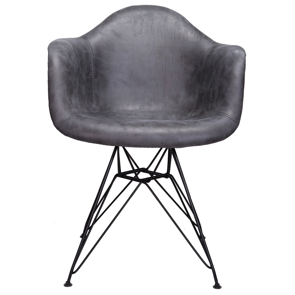 Markle Cool Gray Leatherette Fabric Upholstered Armchair Accent Chair with Black Steel Leg
