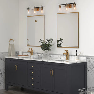 Marsie Modern Farmhouse 3-light Bathroom Vanity Lights Gold Black Wall Sconces - L 22"xW 7.1"xH 8.7"