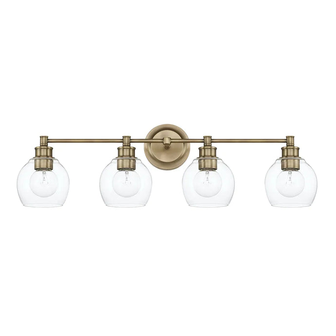 Mid-Century 32-inch 4-light Bath/ Vanity Fixture w/ Clear Glass