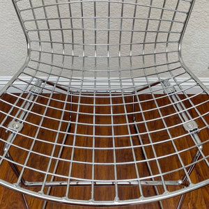 Mid Century Chrome Wire Dining Chair with Faux Leather Seat Pads - Black