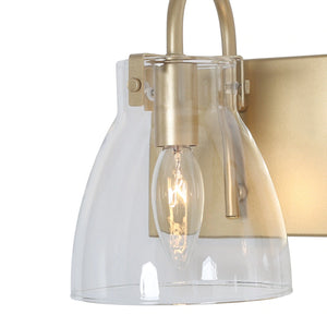 Mid-Century Modern 4-Light 29.5" Gold Clear Glass Bathroom Vanity Light Dimmable - L 29.5" x W 7" x H 8"