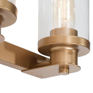 Mid-Century Modern Gold 3-Light Linear Seeded Glass Bathroom Vanity Lights