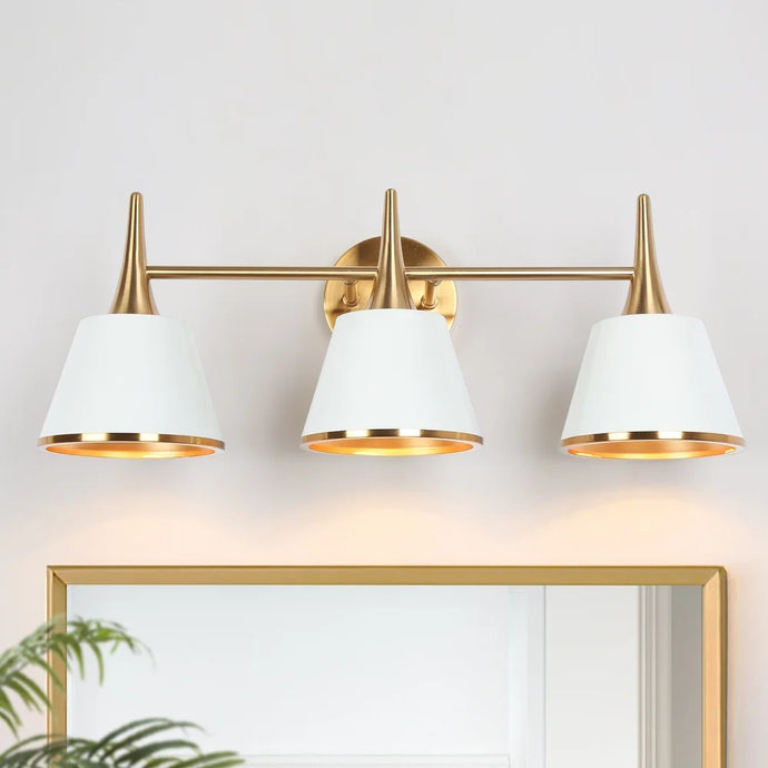 Nisa Mid-century Modern Gold 3-Light Vanity Light Metal Wall Sconces for Bathroom