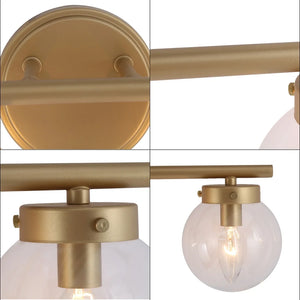 Cionar Mid-century Modern Gold Bathroom Vanity Light Globe Wall Sconce with Clear Glass Shades