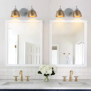 Mid-century Modern Gold Bathroom Vanity Lights Classic Metal Bowl Shade Sconces