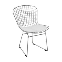 Mid Century Chrome Wire Dining Chair with Faux Leather Seat Pads - Black