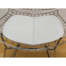 Mid Century Chrome Wire Dining Chair with Faux Leather Seat Pads - Black