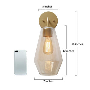 Rella 9'' Modern Bathroom Vanity light Smoked Glass Large Wall Sconces Dimmable - Gold - L9"x W7"x H16"