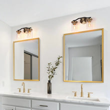 Modern 2-Light Bathroom Vanity Light Black Gold Wall Sconces with Glass Shade - 14'' L x 5.5'' W x 9.5'' H