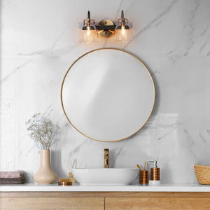 Coria Modern 2-light Brass Gold Orb Glass Bathroom Vanity Lights Black Wall Lighting - L 13.2" x W 6.9" x H 7.9"