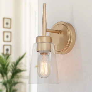 Modern 3/2-light Gold Bathroom Vanity Lights Dimmable Wall Sconces with Clear Glass Shade