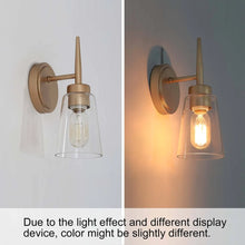 Modern 3/2-light Gold Bathroom Vanity Lights Dimmable Wall Sconces with Clear Glass Shade