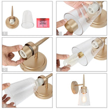 Modern 3/2-light Gold Bathroom Vanity Lights Dimmable Wall Sconces with Clear Glass Shade