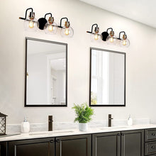 Modern 3-Light Bathroom Black Vanity Lights Globe Glass Wall Sconces - 23" L x 8" W x 8" H