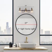 Modern 3-Light Bathroom Black Vanity Lights Globe Glass Wall Sconces - 23" L x 8" W x 8" H