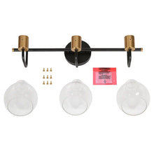 Modern 3-Light Bathroom Black Vanity Lights Globe Glass Wall Sconces - 23" L x 8" W x 8" H