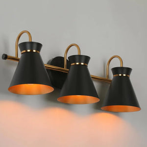 Modern 3-Light Linear Black Gold Bathroom Vanity Light Industrial Metal Wall Sconce - 23" L x 7" W x 8.5" H