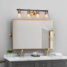 Modern 4-Light Black Gold Bathroom Vanity Light Cone Shaped Wall Sconces - 30" L x 8" W x 8" H