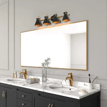 Modern 4-Light Black Gold Bathroom Vanity Lights Linear Wall Sconce with Metal Shades - 31.5" L x 7" W x 8.5" H