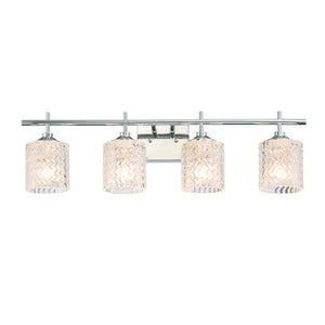 Modern 4-light Bathroom Vanity Lights with Ctystal Accents - L 29" x H 8" x W 6.7" - clear