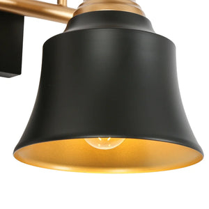 Farmhouse Rustic Black and Gold 4-light Bathroom Vanity Light with Bell Metal Shade - L 31" x W 7.5" x H 9"