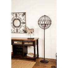 Modern 66 x 19 Inch Round Black Iron Cage Floor Lamp