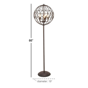 Modern 66 x 19 Inch Round Black Iron Cage Floor Lamp