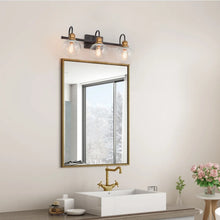 Modern Antique Gold Black 3-Light Bathroom Vanity Lights Globe Glass Wall Sconces - Bronze Gold and Black - L21.9 x W7" x H8.5"