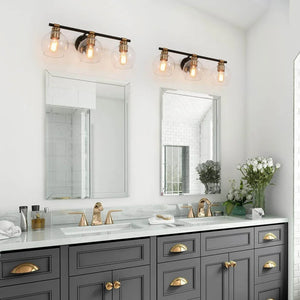 Modern Black Gold 2/3/4-Light Bathroom Vanity Light Wall Sconces with Globe Glass