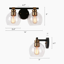 Modern Black Gold 2/3/4-Light Bathroom Vanity Light Wall Sconces with Globe Glass