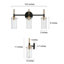 Modern Black Gold Bathroom Vanity Light Dimmable Wall Sconces with Cylinder Glass