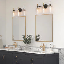 Modern Black Gold Bathroom Vanity Light Dimmable Wall Sconces with Cylinder Glass