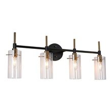 Modern Black Gold Bathroom Vanity Light Dimmable Wall Sconces with Cylinder Glass