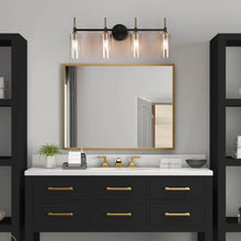 Modern Black Gold Bathroom Vanity Light Dimmable Wall Sconces with Cylinder Glass