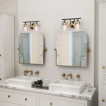 Modern Black Gold Bathroom Vanity Light Hammered Glass Wall Sconces