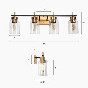 Modern Black Gold 2/3/4-Light Bathroom Vanity Lights Linear Wall Sconces for Powder Room