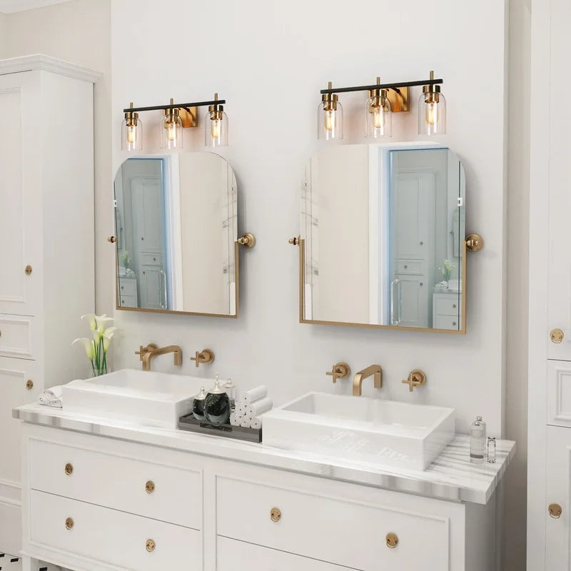 2/3/4 Light Modern Black Brass Bathroom Vanity Lights Metal Linear Wall  Sconces for Powder Room