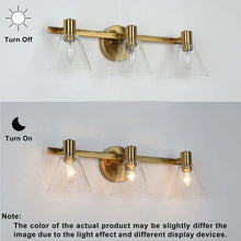 Veniya Modern Brass Gold 3-light Bathroom Vanity Light with Seeded Glass LED Dimmable Wall Sconce - L 21.5" x W 6.5" x H 7"