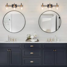 Modern Antique Gold Black 3-Light Bathroom Vanity Lights Globe Glass Wall Sconces - Bronze Gold and Black - L21.9 x W7" x H8.5"