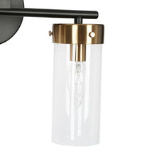 Modern 2-Light Black Bathroom Vanity Light Cylinder Glass Wall Sconces - 12.5" L x 5.5" W x 10" H