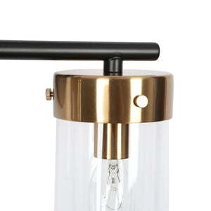 Modern 2-Light Black Bathroom Vanity Light Cylinder Glass Wall Sconces - 12.5" L x 5.5" W x 10" H