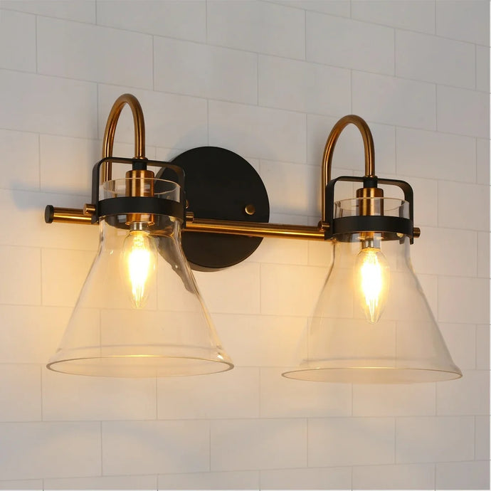 Mutch Modern Farmhouse 2-light Bathroom Vanity Light Industrial Glass LED Dimmable Wall Sconce