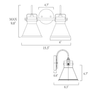 Mutch Modern Farmhouse 2-light Bathroom Vanity Light Industrial Glass LED Dimmable Wall Sconce